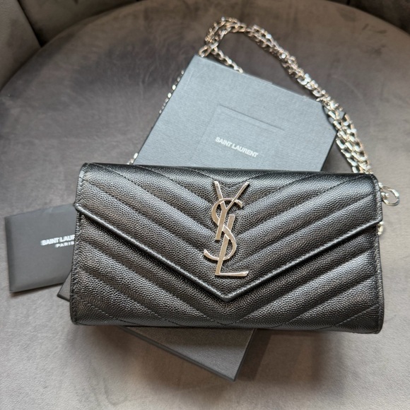 Saint Laurent Handbags - Yves Saint Laurent Cassandre envelope flap wallet on chain
